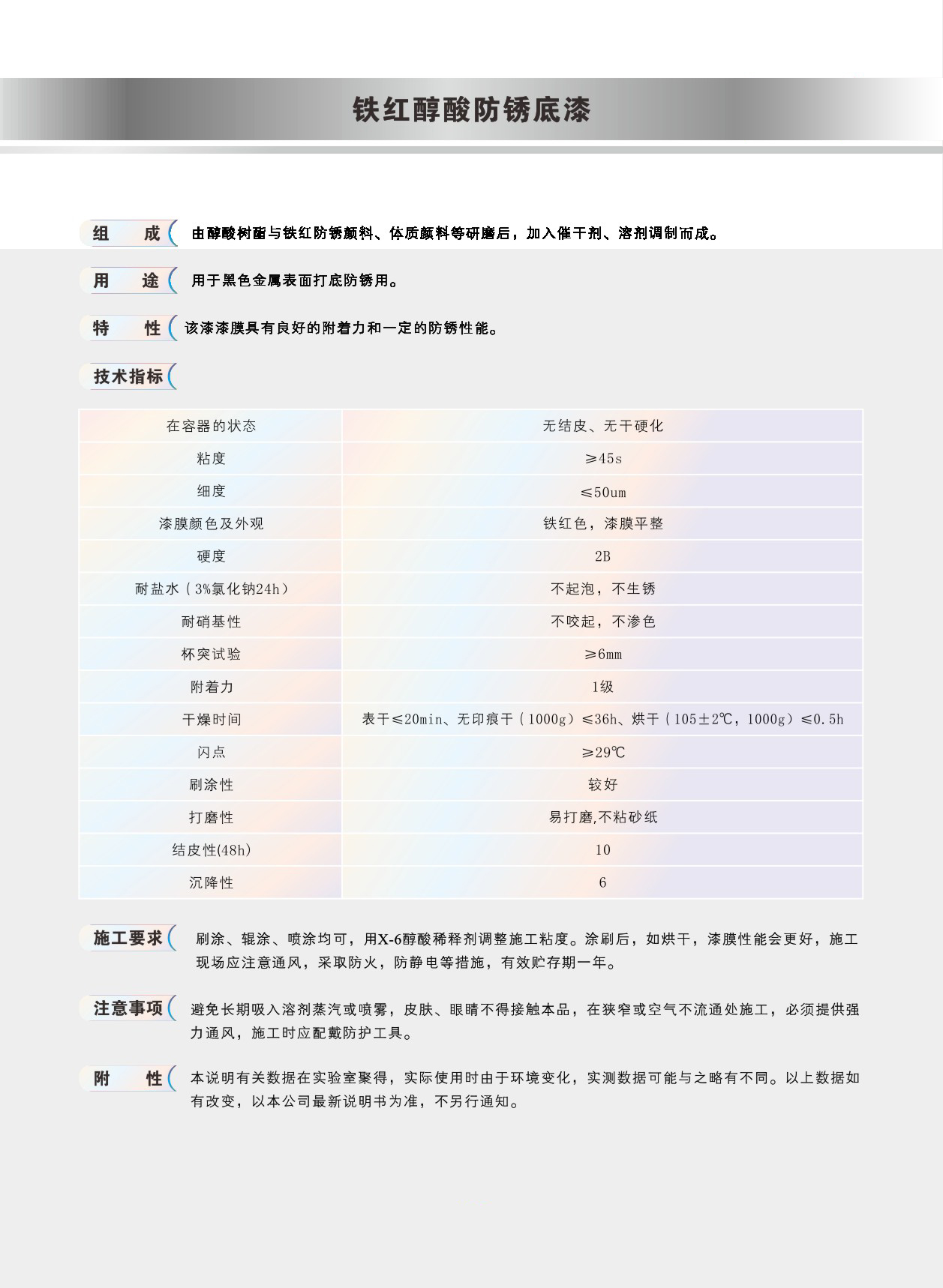 铁红醇酸防锈底漆