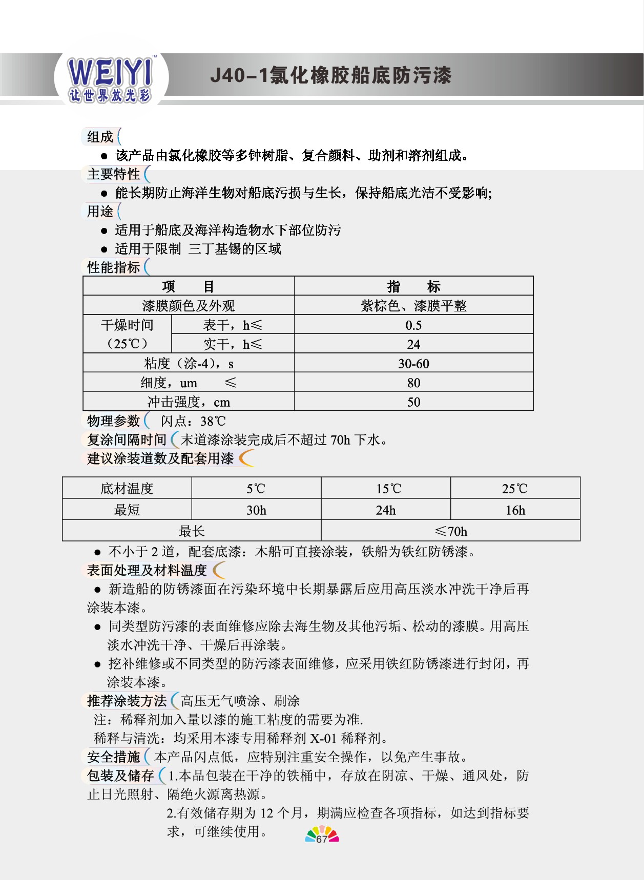 J40-1氯化橡胶船底防污漆
